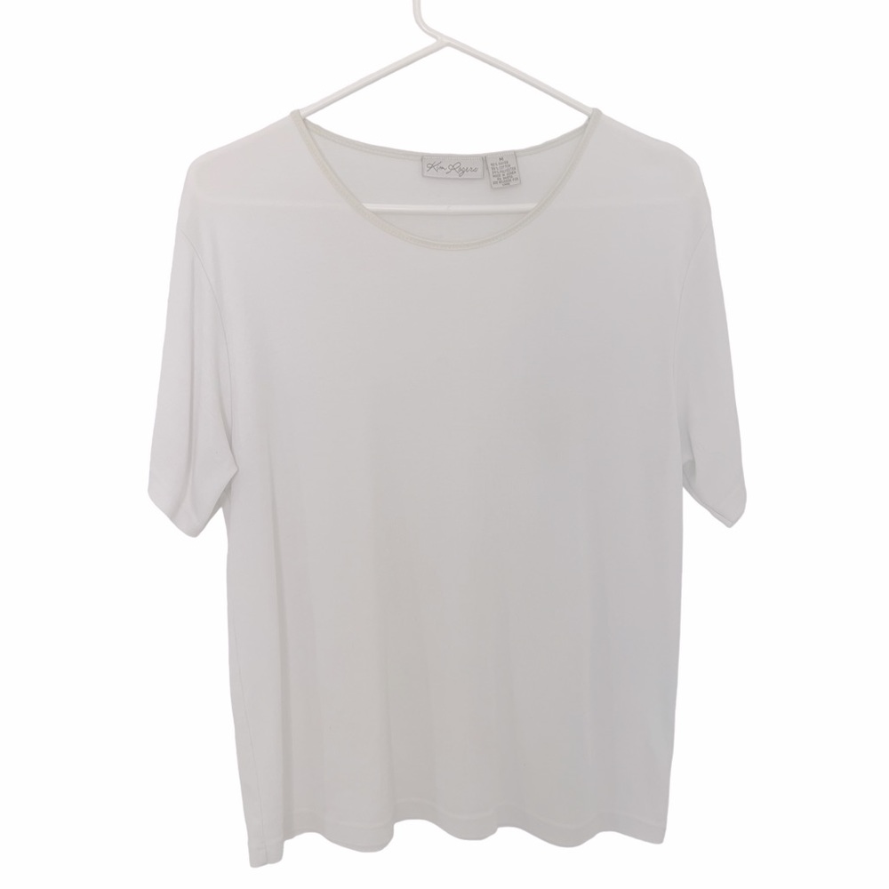 Kim Rogers Women’s White Round Neck Short Sleeve T-Shirt Size Medium